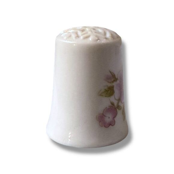 Vintage Jaeger Ceramic Thimble White Floral Print Bavaria Germany 1” - Picture 5 of 9